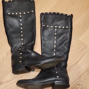 Tory Burch Black Studded Knee-High Boots 7.5